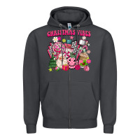 Smoke retro pink christmas vibes Zipper Hoodie - MaliasSmallBusiness
