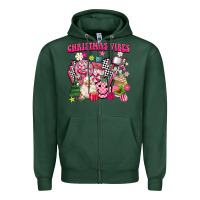 Sports Green retro pink christmas vibes Zipper Hoodie - MaliasSmallBusiness