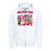 White retro pink christmas vibes Zipper Hoodie - MaliasSmallBusiness