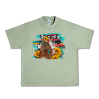 Oil Green horse with sunflowers Urban Heavy Tee - Artiststas