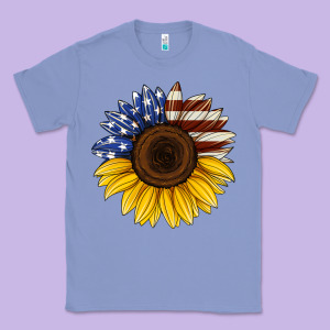 American Flag Sunflower Classic Tee Designed By Jasminsmagicworld