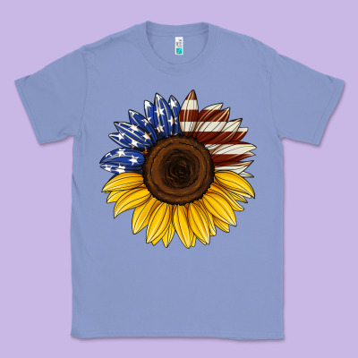 American Flag Sunflower Classic Tee Designed By Jasminsmagicworld