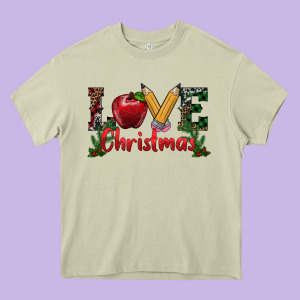 Love Christmas Teacher Heavy Core Tee Designed By Ranaportraitstore