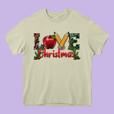 Love Christmas Teacher Heavy Core Tee Designed By Ranaportraitstore