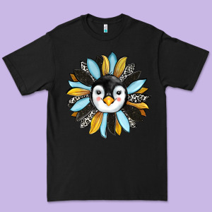 Penguin Sunflower Premium Tee Designed By Ranaportraitstore