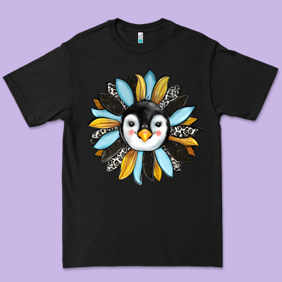 Penguin Sunflower Premium Tee Designed By Ranaportraitstore