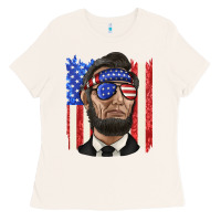 Bone American flag with lincoln Ladies Tee - texasbilliewilder