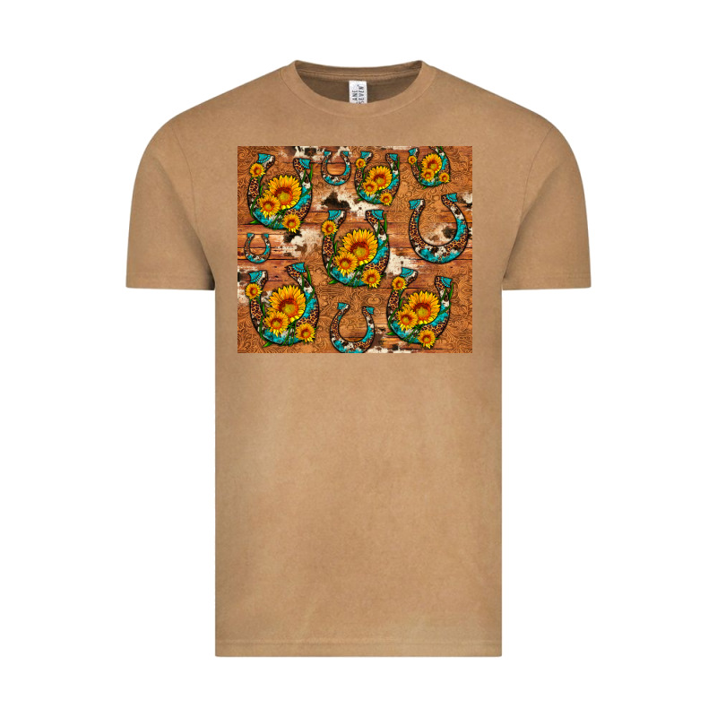 Sunflower Turquoise Leopard Cowhide Horseshoe Vintage Tee by Artiststas | Teevron
