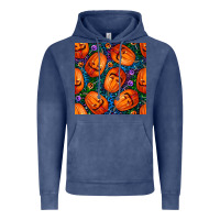 Vintage Denim halloween pumpkin and candy seamless pattern Vintage Hoodie - BundleAndBundleShop