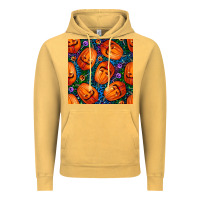 Vintage Mustard halloween pumpkin and candy seamless pattern Vintage Hoodie - BundleAndBundleShop
