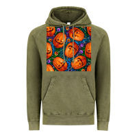 Vintage Olive halloween pumpkin and candy seamless pattern Vintage Hoodie - BundleAndBundleShop
