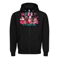 Black pink christmas coffee cups Zipper Hoodie - MaliasSmallBusiness