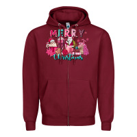 Burgundy pink christmas coffee cups Zipper Hoodie - MaliasSmallBusiness