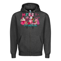 Charcoal Heather pink christmas coffee cups Zipper Hoodie - MaliasSmallBusiness