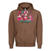 Chestnut pink christmas coffee cups Zipper Hoodie - MaliasSmallBusiness