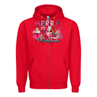 Red pink christmas coffee cups Zipper Hoodie - MaliasSmallBusiness