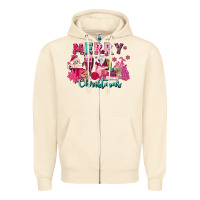 Sandshell pink christmas coffee cups Zipper Hoodie - MaliasSmallBusiness
