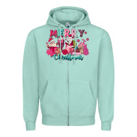 Seafoam pink christmas coffee cups Zipper Hoodie - MaliasSmallBusiness