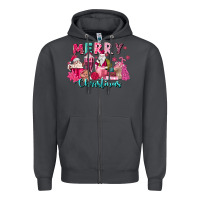 Smoke pink christmas coffee cups Zipper Hoodie - MaliasSmallBusiness