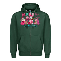Sports Green pink christmas coffee cups Zipper Hoodie - MaliasSmallBusiness