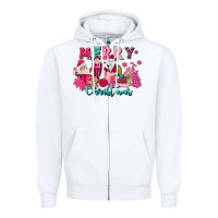 White pink christmas coffee cups Zipper Hoodie - MaliasSmallBusiness