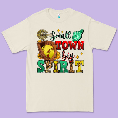 Small Town Big Spirit Softball Premium Tee Designed By Zillion Design Studio