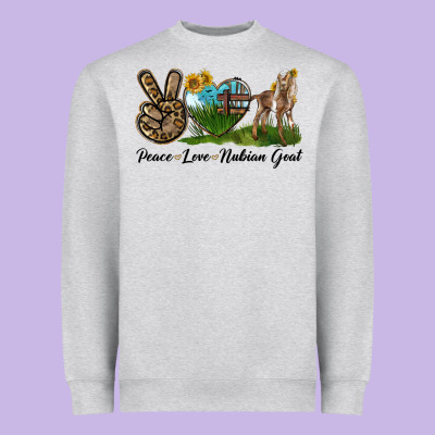 Peace Love Nubian Goat Heavyweight Sweatshirt Designed By Lillyallendesigns