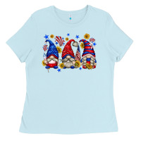 Baby Blue American gnomes with sunflowers Ladies Tee - texasbilliewilder