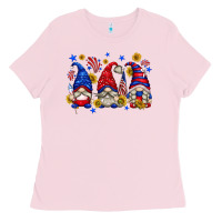 Bubblegum Pink American gnomes with sunflowers Ladies Tee - texasbilliewilder
