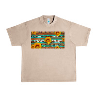 French Oak aztec sunflower cowhide license plate Urban Heavy Tee - Artiststas