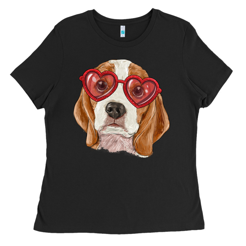 Beagle With Love Glasses Ladies Tee by RanaPortraitStore | Teevron
