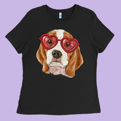 Beagle With Love Glasses Ladies Tee Designed By Ranaportraitstore