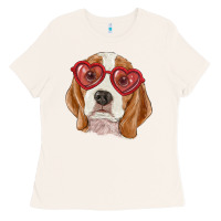 Bone beagle with love glasses Ladies Tee - RanaPortraitStore