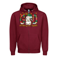 Burgundy With God all things are possible with snowman Zipper Hoodie - NancyCooperArtShop
