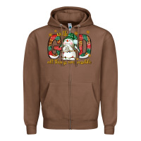 Chestnut With God all things are possible with snowman Zipper Hoodie - NancyCooperArtShop