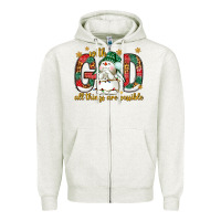 Oatmeal Heather With God all things are possible with snowman Zipper Hoodie - NancyCooperArtShop