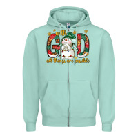 Seafoam With God all things are possible with snowman Zipper Hoodie - NancyCooperArtShop