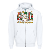 White With God all things are possible with snowman Zipper Hoodie - NancyCooperArtShop