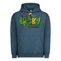 Pigment Midnight Navy One Lucky Auntie St. Patrick's Day Urban Hoodie - CowGirlArtShop