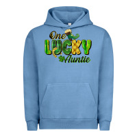 Pigment Pebble Blue One Lucky Auntie St. Patrick's Day Urban Hoodie - CowGirlArtShop