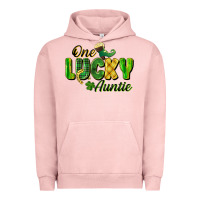 Pigment Salmon One Lucky Auntie St. Patrick's Day Urban Hoodie - CowGirlArtShop
