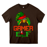 Chocolate Brown Christmas gamer elf Heavy Core Tee - BarkalooDesign