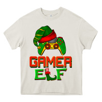 Cream Christmas gamer elf Heavy Core Tee - BarkalooDesign