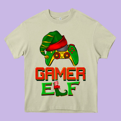 Christmas Gamer Elf Heavy Core Tee Designed By Barkaloodesign