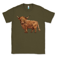 Army Green highland cow Classic Tee - BarkalooDesign