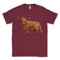 Burgundy highland cow Classic Tee - BarkalooDesign