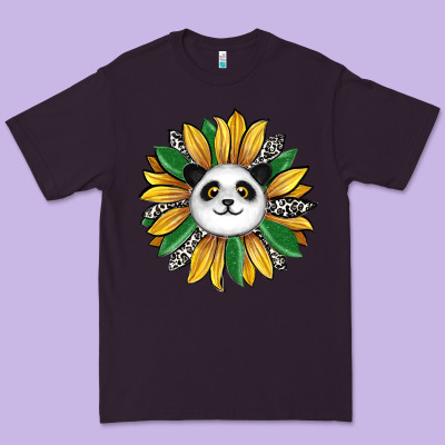 Panda Sunflower Premium Tee Designed By Ranaportraitstore