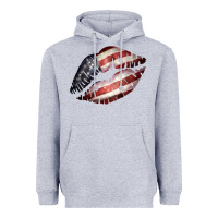 Heather Grey American Flag Lips Heavyweight Hoodie - Bettercallsaul