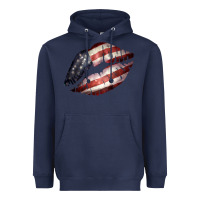 Navy American Flag Lips Heavyweight Hoodie - Bettercallsaul