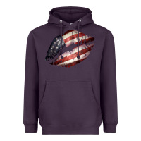 Plum American Flag Lips Heavyweight Hoodie - Bettercallsaul